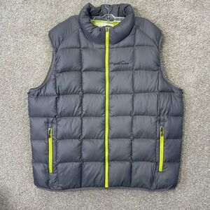 Eddie Bauer Puffer Vest Mens XXL Gray 700 Fill Goose Down Quilted Full Zip